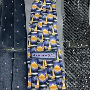 (3) Luxury Designer Men’s Tie Bundle – Johnny Carson, Jimmy V, Nicole Miller